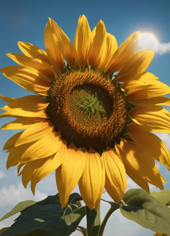 Flower, Sky, Plant, Petal, Sunlight, Sunflower