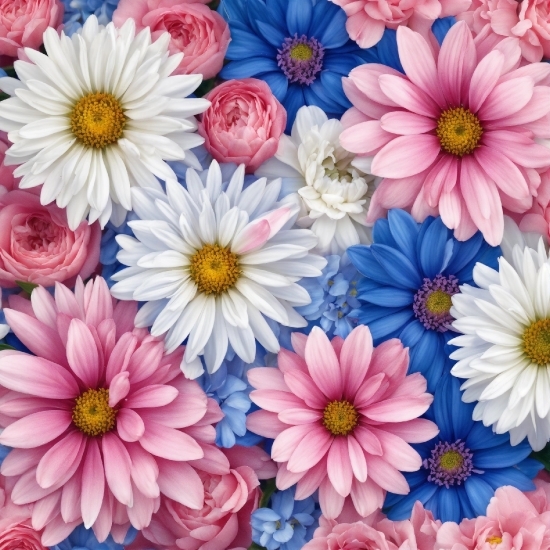 Flower, White, Blue, Petal, Creative Arts, Pattern
