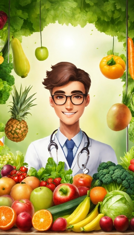 Food, Glasses, Smile, Green, Plant, Natural Foods