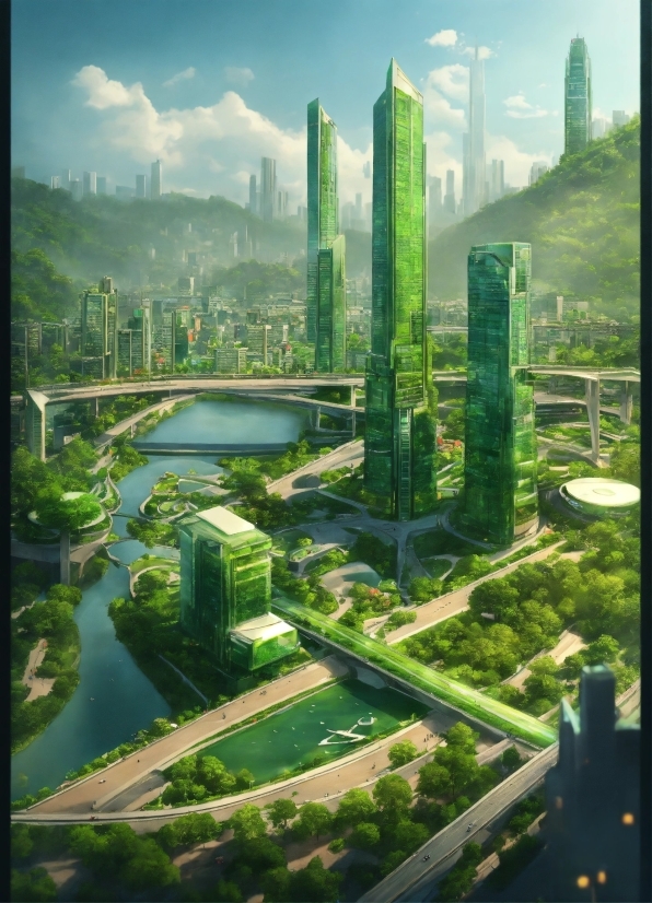 Free Ai Art Generatir, Water, Sky, Skyscraper, Building, Cloud