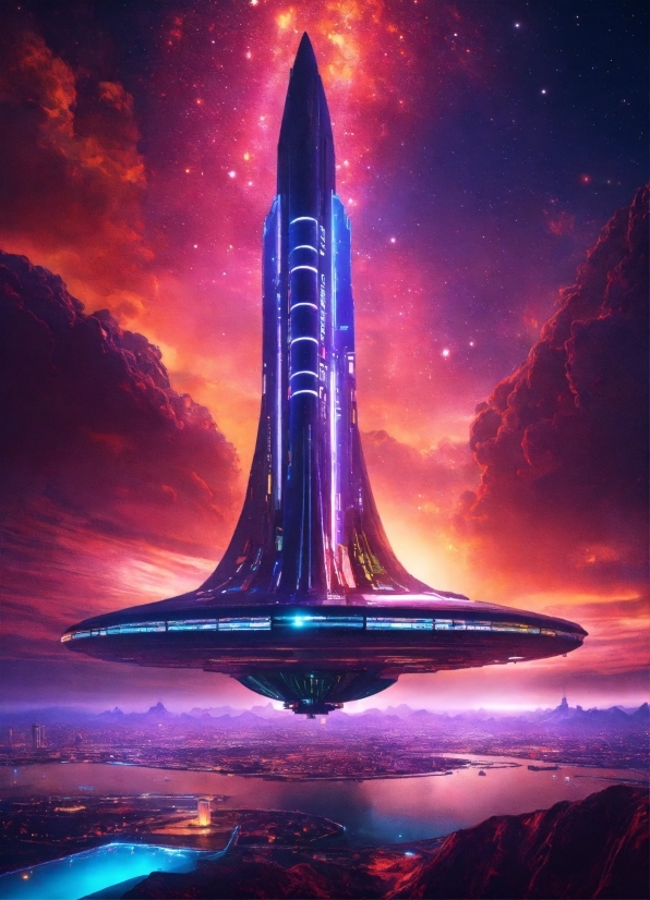 Free Ai Art Generator Website, Atmosphere, Sky, Light, Tower, Red