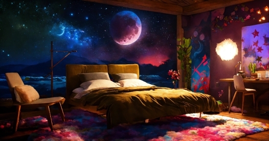 Furniture, Light, Moon, Textile, Purple, Lighting