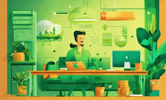 Green, Plant, Organism, Table, Desk, Font