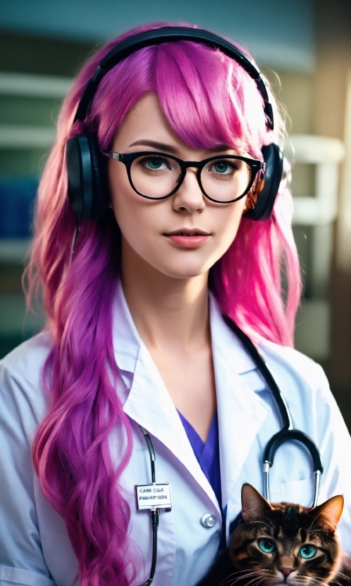 Hairstyle, Photograph, Vision Care, Purple, Blue, Ear
