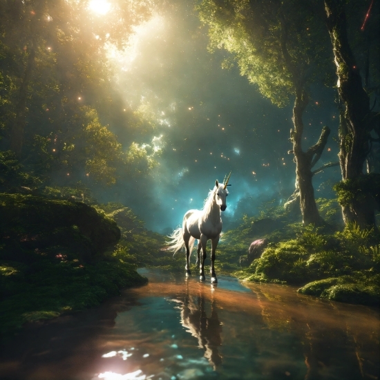Horse, Plant, Atmosphere, Water, Light, Natural Landscape
