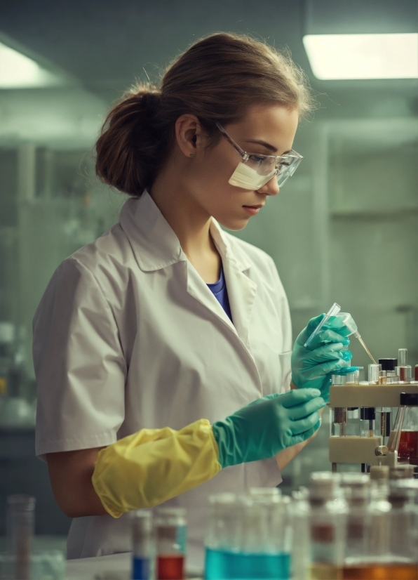 Laboratory, White Coat, Scientist, Safety Glove, Solution, Research
