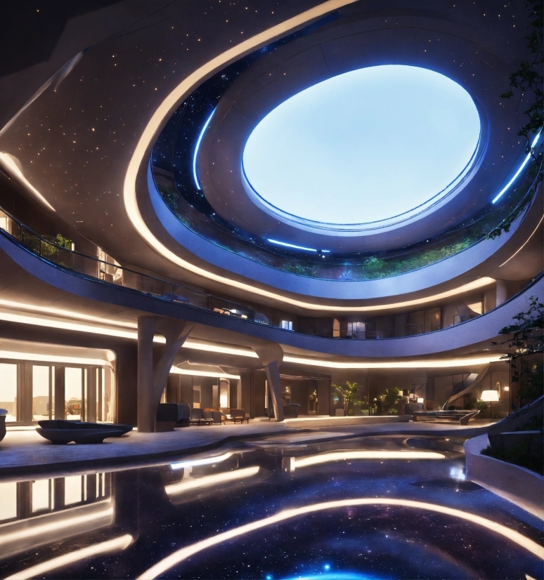 Light, Architecture, Space, Ceiling, Circle, City