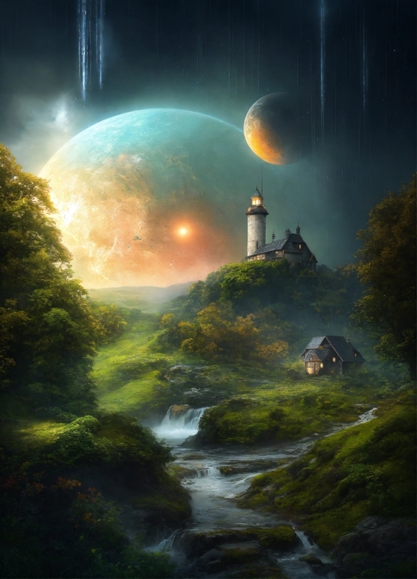 Lighthouse, Sky, Atmosphere, Moon, Cloud, Light