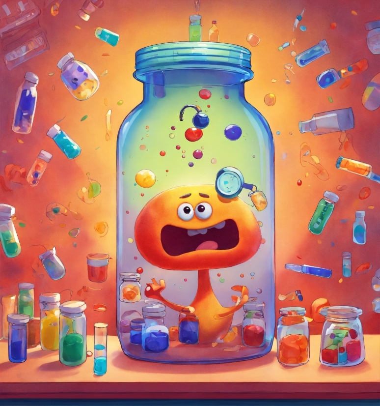 Liquid, Product, Blue, Fluid, Orange, Plastic Bottle