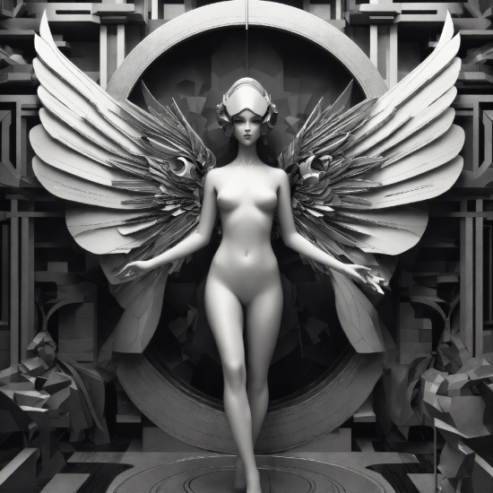 Midjourney Ai Commercial Use, Mythical Creature, White, Black, Standing, Black-and-white