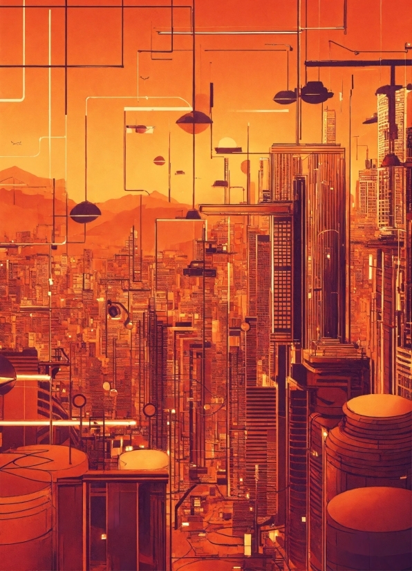 Openai Best Of, Building, Skyscraper, Light, Amber, Orange