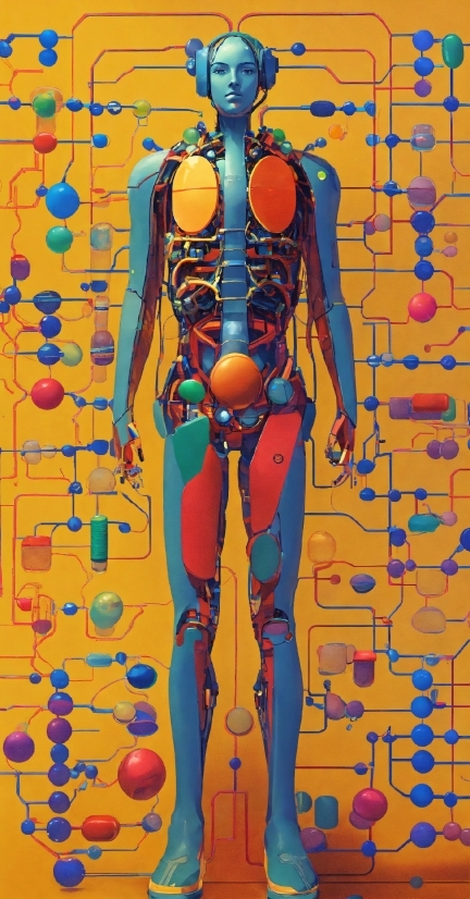 Orange, Line, Art, Thigh, Electric Blue, Human Anatomy