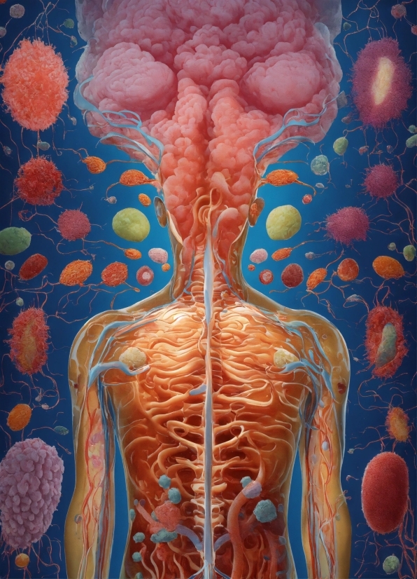 Orange, Neck, Organism, Human Anatomy, Art, Nerve