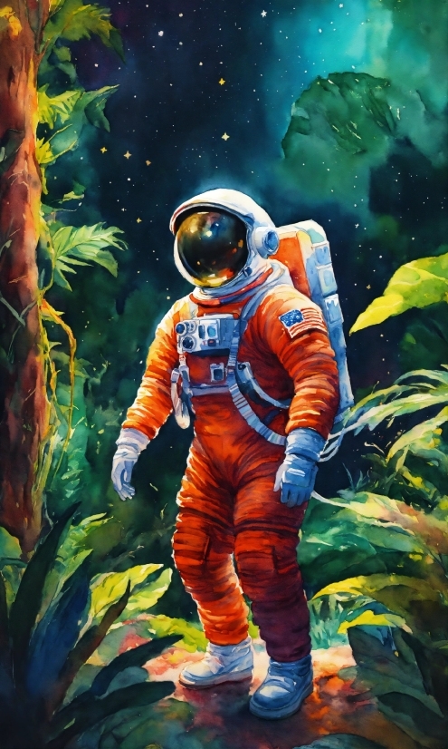 People In Nature, Natural Environment, Plant, Cartoon, Paint, Astronaut