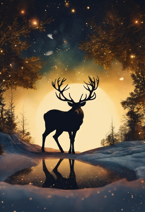 Photograph, Sky, Elk, Light, Nature, Deer