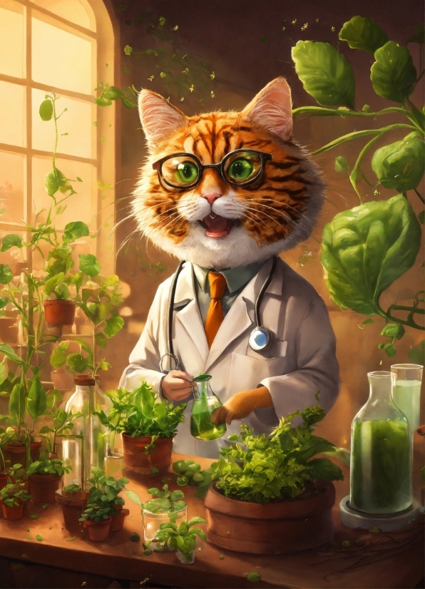 Plant, Cat, Houseplant, Felidae, Flowerpot, Organism