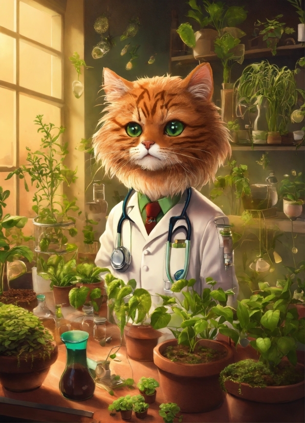 Plant, Cat, Vertebrate, Flowerpot, Houseplant, Carnivore