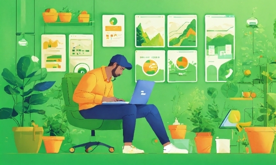 Plant, Computer, Laptop, Green, Personal Computer, Houseplant