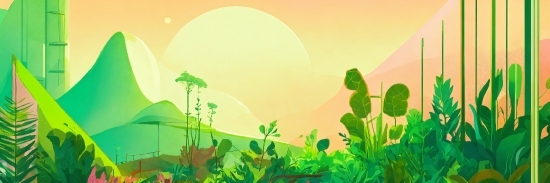 Plant, Ecoregion, Green, Natural Landscape, Cartoon, Paint