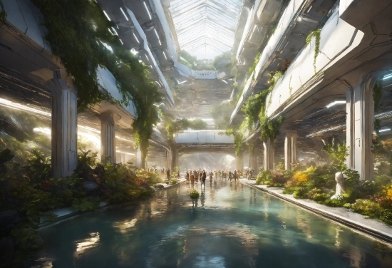 Plant, Nature, Water, City, Building, Symmetry