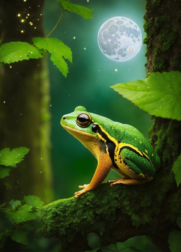 Plant, True Frog, Nature, Green, Frog, Moon