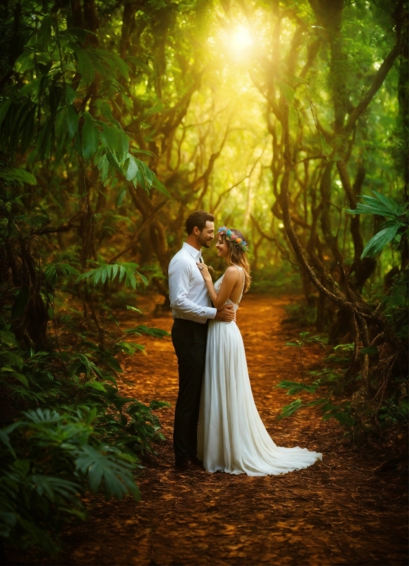 Plant, Wedding Dress, Bride, People In Nature, Natural Environment, Natural Landscape