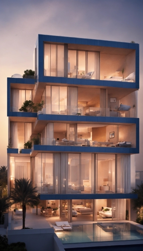 Property, Building, Blue, Interior Design, Window, Condominium