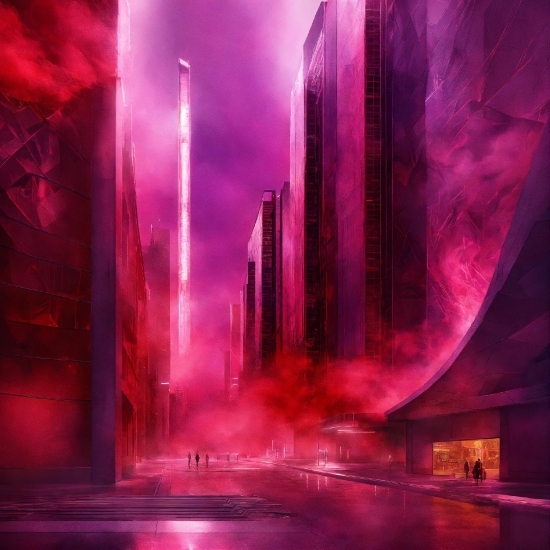 Purple, Building, World, Pink, Art, Red