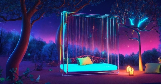 Purple, Tent, Lighting, Plant, Entertainment, Tree