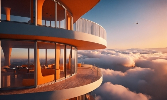 Sky, Building, Orange, Cloud, Window, Urban Design