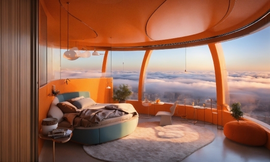 Sky, Cloud, Property, Comfort, Orange, Interior Design