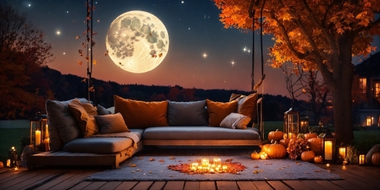 Sky, Furniture, Light, Nature, Moon, Couch