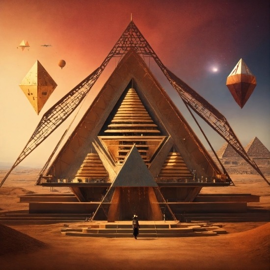 Sky, World, Amber, Triangle, Architecture, Pyramid