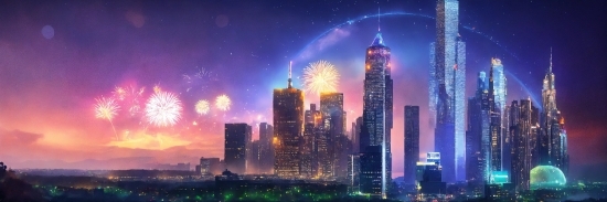 Skyscraper, Building, Atmosphere, Sky, World, Fireworks