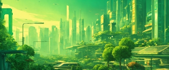 Skyscraper, Building, Green, Nature, Plant, Car