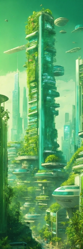 Skyscraper, Building, Green, Paint, Nature, Natural Environment