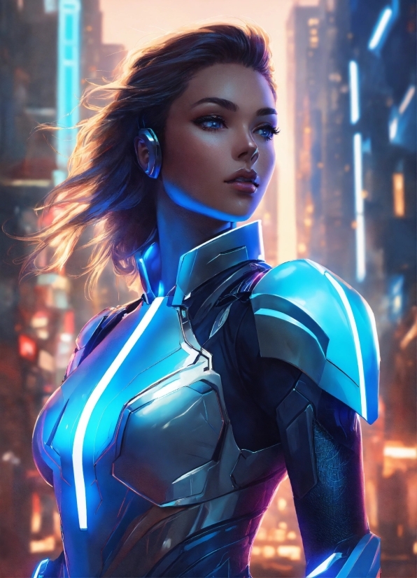 Stable Diffusion Web App, Flash Photography, Cool, Latex Clothing, Electric Blue, Beauty