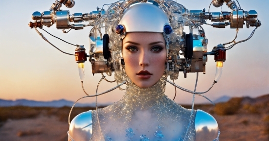 Tesla Ai Head, Blue, Azure, Natural Environment, Eyelash, Headgear