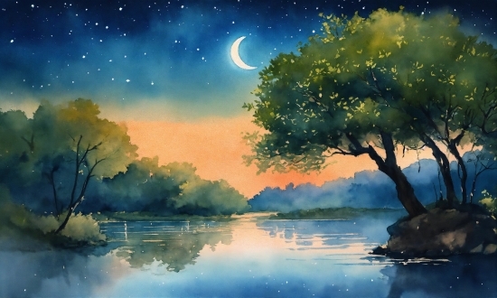 Water, Atmosphere, Sky, Moon, Light, Natural Landscape