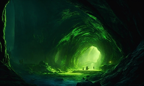 Water, Green, Liquid, Cave, Tunnel, Formation
