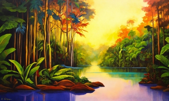 Water, Green, Natural Landscape, Nature, Leaf, Paint