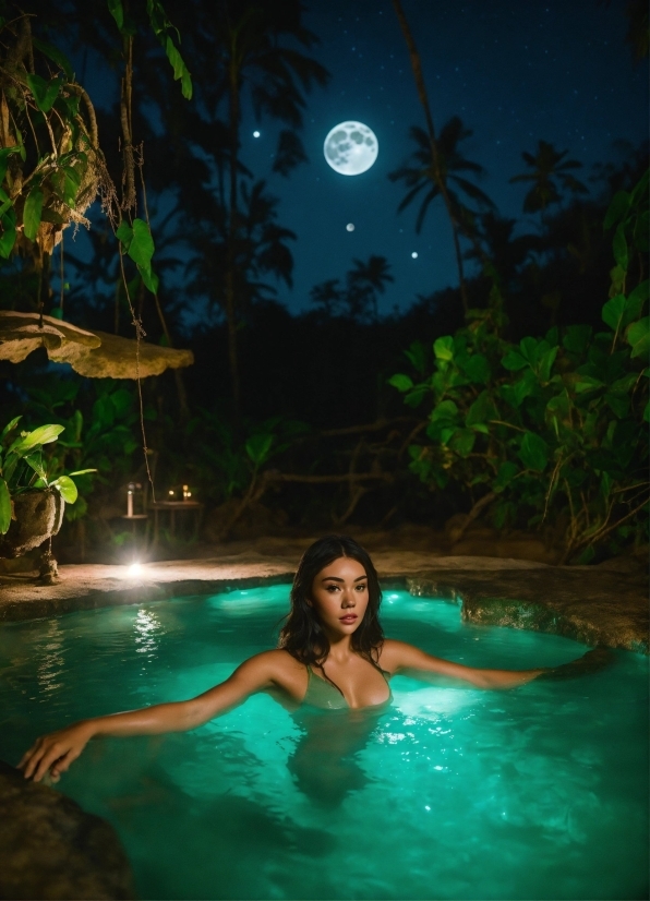 Water, Plant, Swimming Pool, Light, Moon, Nature