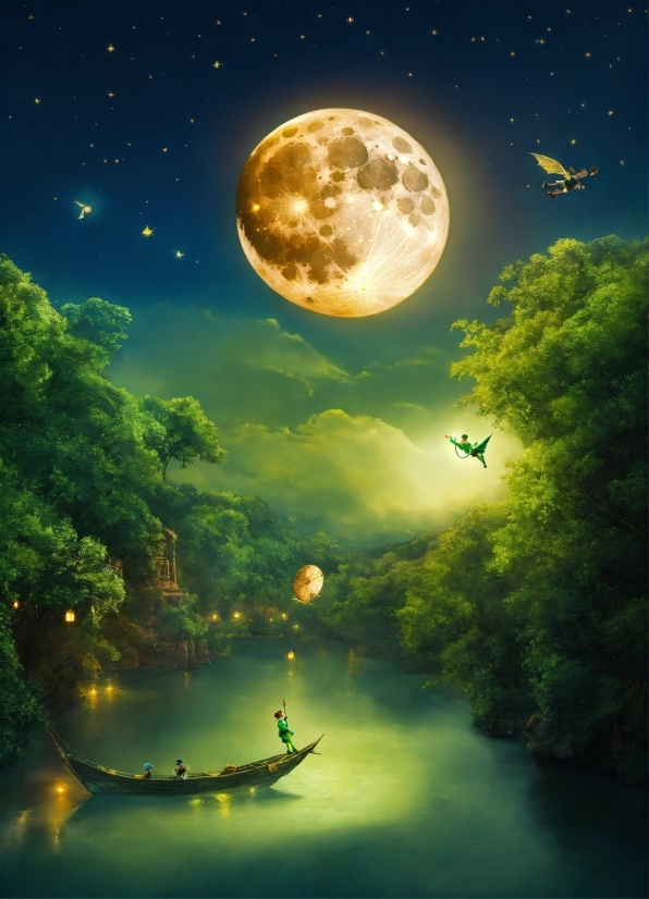Water, Sky, Boat, Atmosphere, Moon, World
