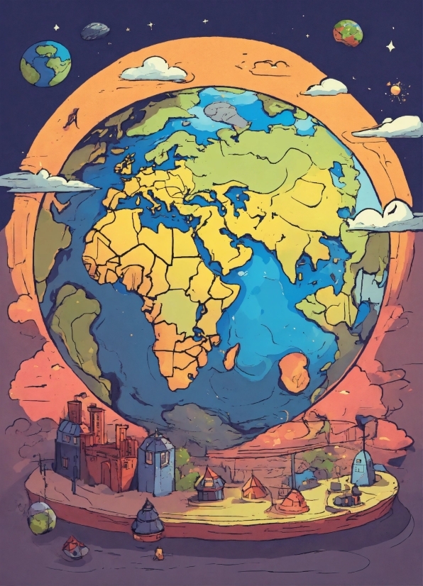 World, Organism, Globe, Astronomical Object, Art, Map