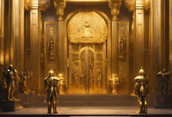 Amber, Gold, Door, Art, Landmark, Building