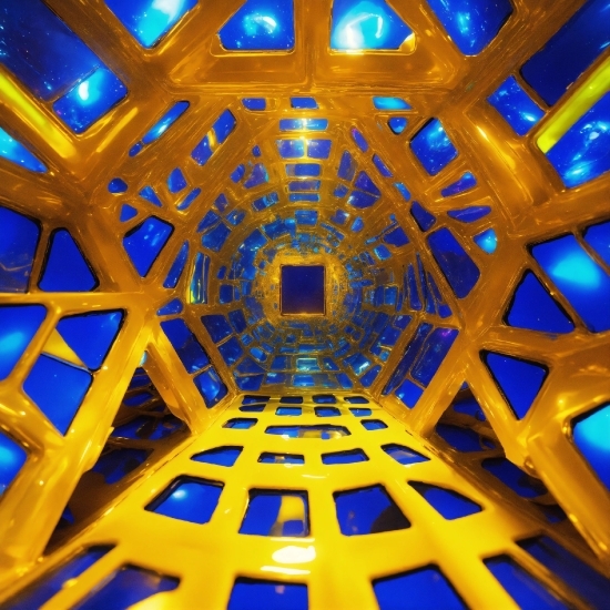 Blue, Lighting, Yellow, Line, Material Property, Symmetry