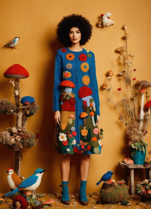 Blue, Toy, Plant, Textile, Bird, Doll
