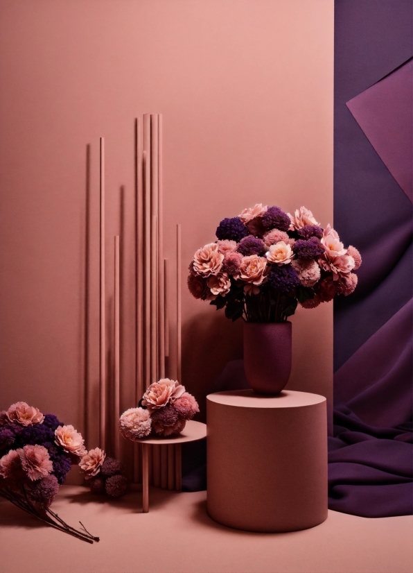 Brown, Flower, Flowerpot, Plant, Purple, Vase