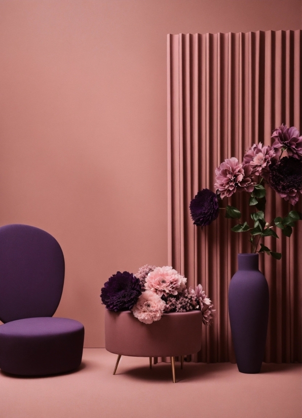 Brown, Flower, Purple, Interior Design, Textile, Vase