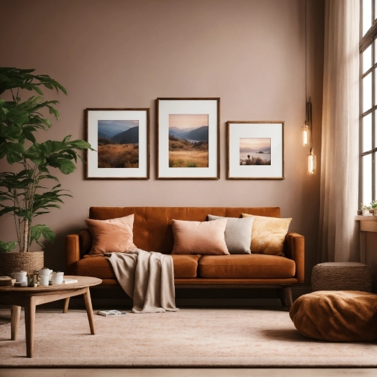 Brown, Furniture, Picture Frame, Couch, Plant, Wood